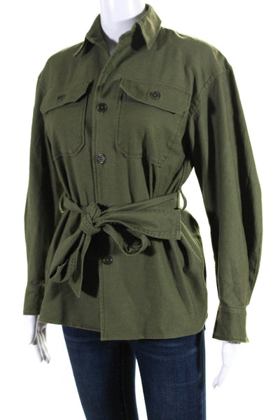 Polo Ralph Lauren Women's Long Sleeves Collared Button Up Jacket Green Size 0