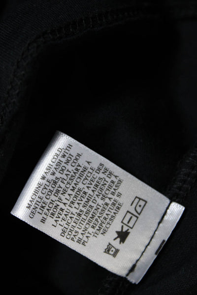 ALC Women's Crewneck Puff Sleeves Cotton Basic T-Shirt Black Size XS