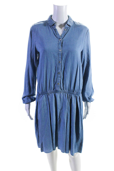 Boss Hugo Boss Womens Chambray Button Down A Line Dress Blue Size 6