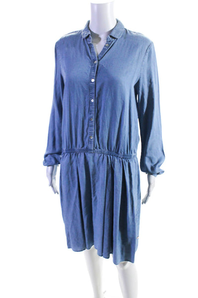 Boss Hugo Boss Womens Chambray Button Down A Line Dress Blue Size 6