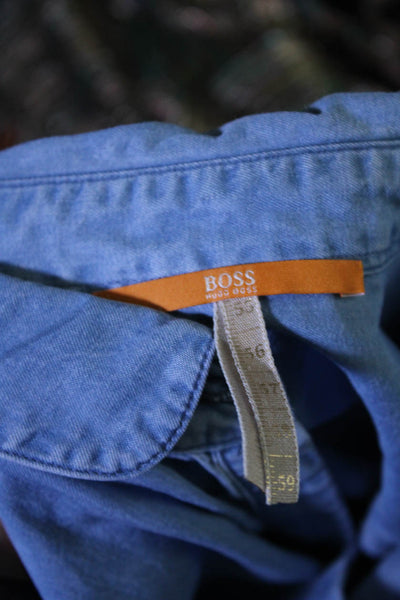 Boss Hugo Boss Womens Chambray Button Down A Line Dress Blue Size 6