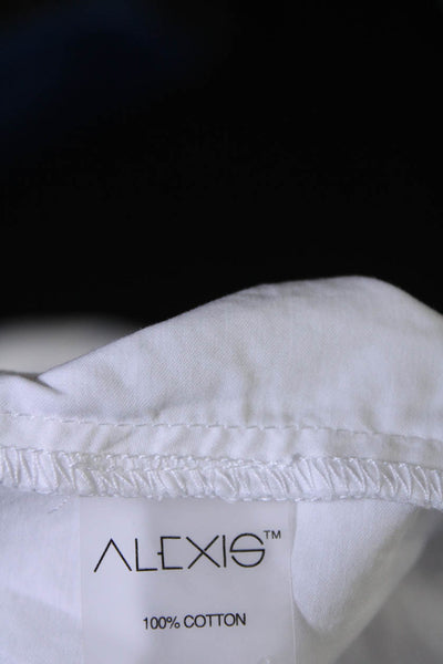 Alexis Womens Short Sleeves A Line Sun Dress White Cotton Size Medium