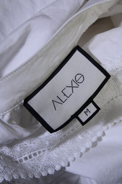 Alexis Womens Short Sleeves A Line Sun Dress White Cotton Size Medium