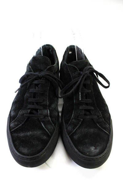 Common Projects Mens Suede Low Top Lace Up Casual Fashion Sneakers Black Size 9