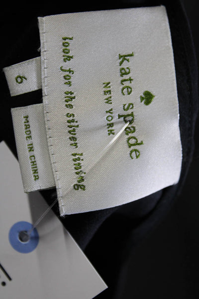 Kate Spade Womens Pleated Ruffle V Neck Sleeveless Flare A Line Dress Black Sz 6