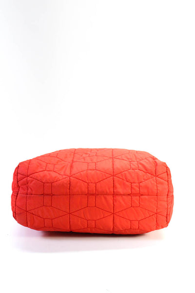 Kate Spade Womens Quilted Nylon Puffer Zip Top Tote Handbag Red Black