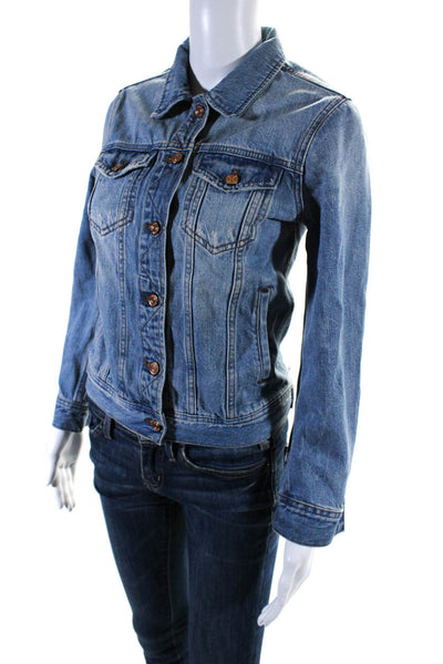 J Crew Womens Button Down Long Sleeve Denim Jacket Blue Size XS