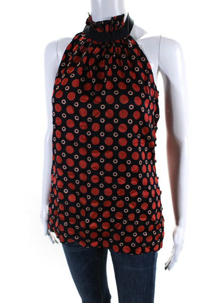 Milly Womens Silk Polka Dot Print Backless Halter Neck Blouse Red Size 4