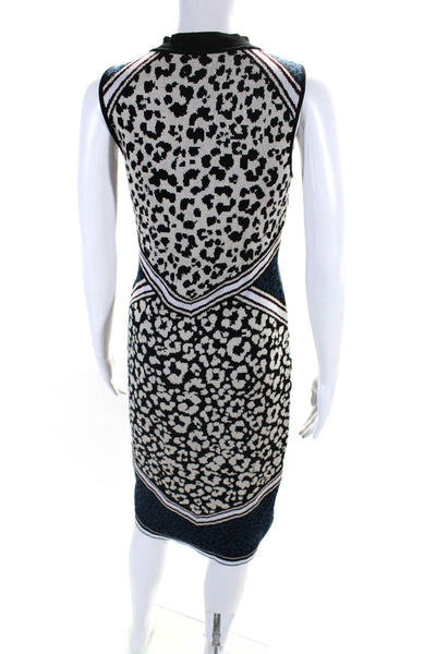 Vince Camuto Womens Tight-Knit Leopard Print Midi Sheath Dress Multicolor Size S