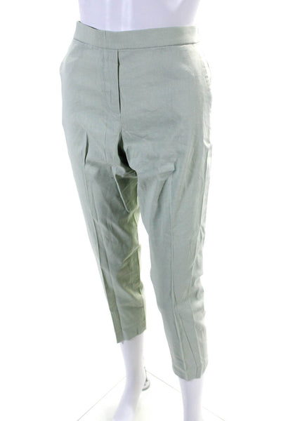 Theory Womens High-Rise Pleated Front Cigarette Leg Trousers Mint Green Size 4