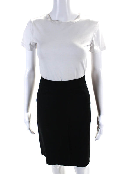 Theory Womens Wool Split Hem Back Zip Knee Length A-Line Skirt Black Size 6