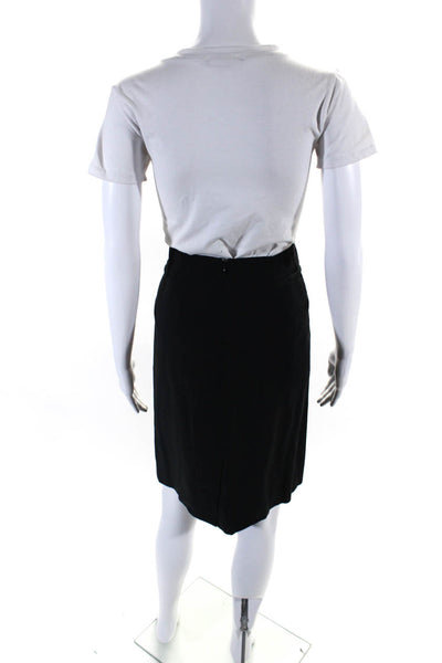 Theory Womens Wool Split Hem Back Zip Knee Length A-Line Skirt Black Size 6