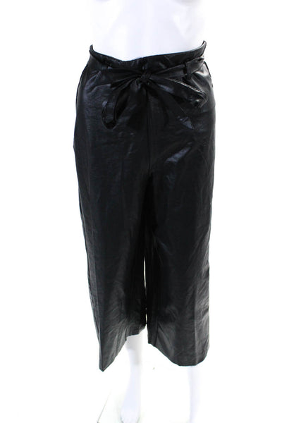 Lysse Womens Stretch Belted Two Pocket High-Rise Wide Leg Pants Black Size M
