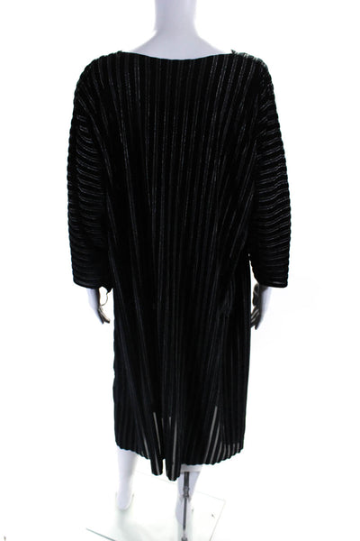 Diane Ness Womens Striped Long Sleeve Dress + Face Mask Black Size L