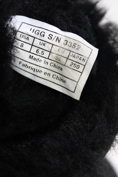 UGG Australia Womens Sheepskin Button Closure Mini Ankle Boots Black Size 8