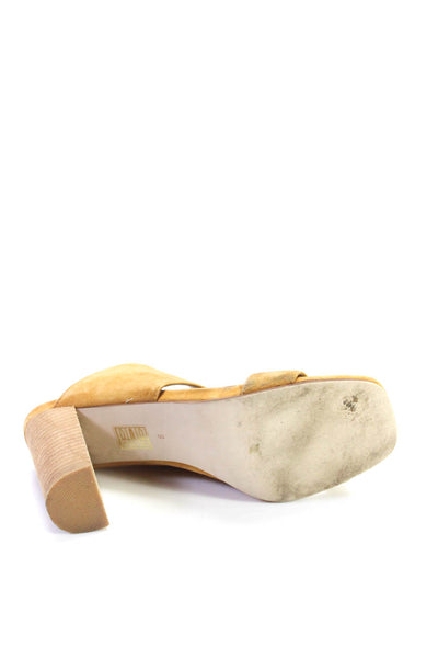 Jeffrey Campbell Womens Suede Asymmetrical Strap High Heels Mules Beige Size 9