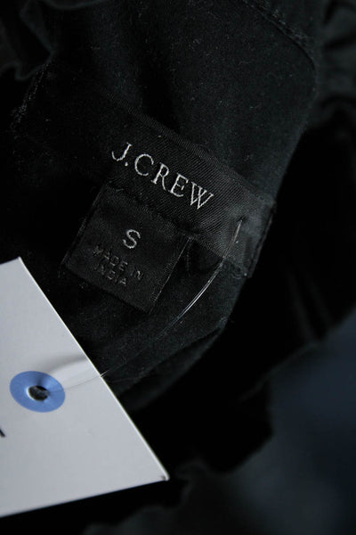 J Crew Womens Black Cotton V-neck Ruffle Long Sleeve A-Line Dress Size S