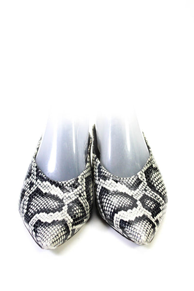 Vince Womens Animal Print Pointed Toe Slip-On Block Heels Mules Gray Size 8