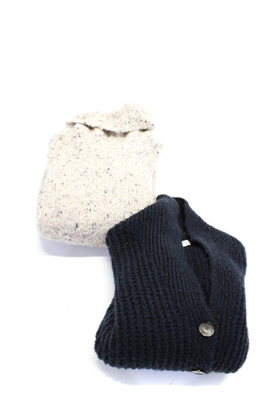 Zara Knit Womens Thick Knit Sweaters White Navy Blue Size Small Lot 2
