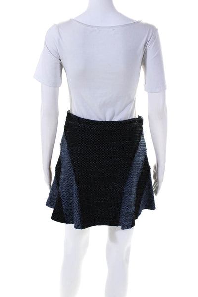 10 Crosby Derek Lam Womens A Line Mini Skirt Navy Blue Cotton Size 2