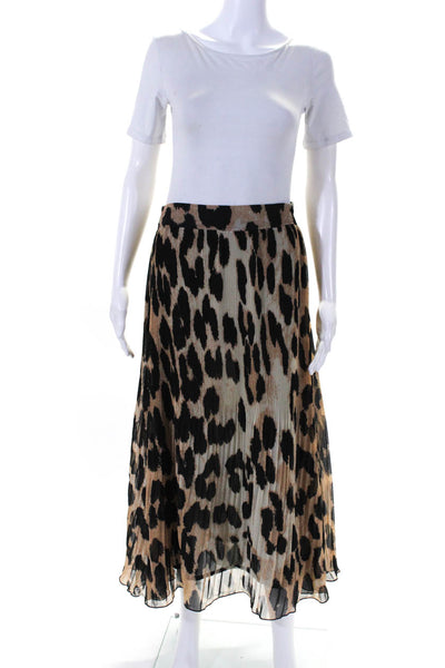 Ganni Womens Animal Print A Line Maxi Skirt Brown Black Size EUR 38