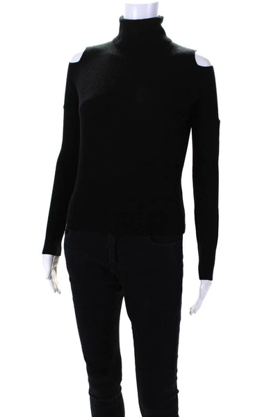 Vince Womens Cold Shoulder Turtleneck Sweater Black Wool Size Extra Small
