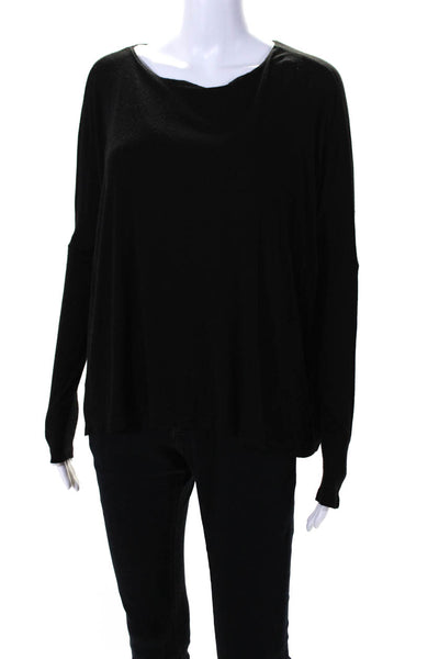 Hatch Womens Long Sleeves Pullover Maternity Tee Shirt Black Size Petite