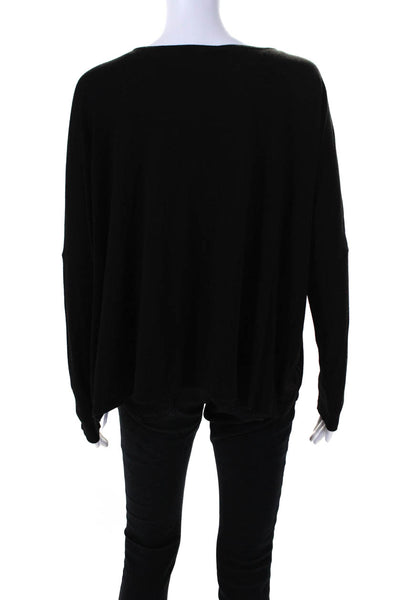 Hatch Womens Long Sleeves Pullover Maternity Tee Shirt Black Size Petite