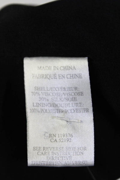 Helmut Lang Womens Silk Blend Cropped Button Closure Jacket Black Size Petite