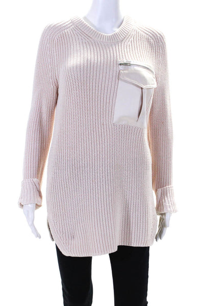 Rag & Bone Womens Crew Neck Long Sleeves Sweater Pink Cotton Size Small