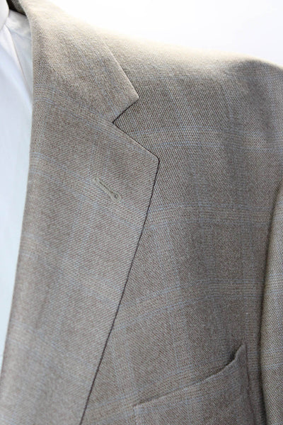 Coppley Mens Silk Striped Buttoned Collared Long Sleeve Blazer Beige Size EUR52
