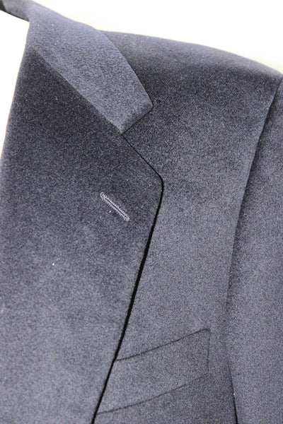 Hickey Freeman Mens Cashmere Button Collared Long Sleeve Blazer Navy Size EUR50