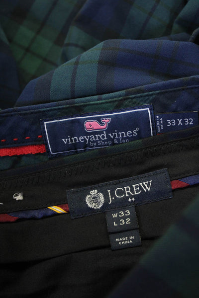 Vineyard Vines J Crew Mens Slim Leg Plaid Pleated Pants Blue Green 33x32 Lot 2
