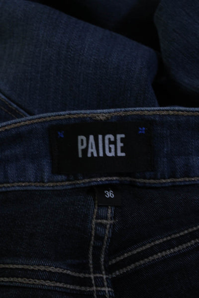 Paige Mens Dark Wash Slim Fit 5 Pocket Straight Leg Jeans Blue Size 36