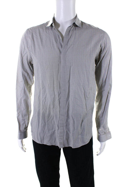 The Kooples Mens Patterned Collared Long Sleeved Buttoned Shirt Gray Size M
