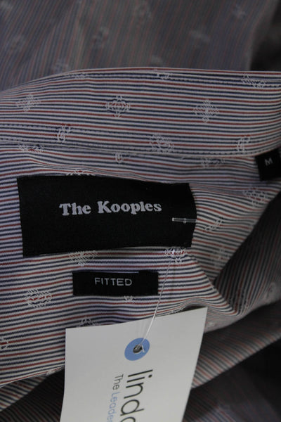 The Kooples Mens Striped Long Sleeved Slim Buttoned Shirt Blue Red White Size M