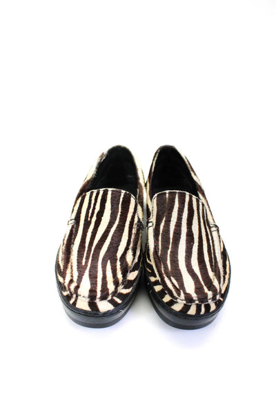Details Womens Pony Hair Zebra Print Low Heel Driver Loafers Beige Size 7.5 US