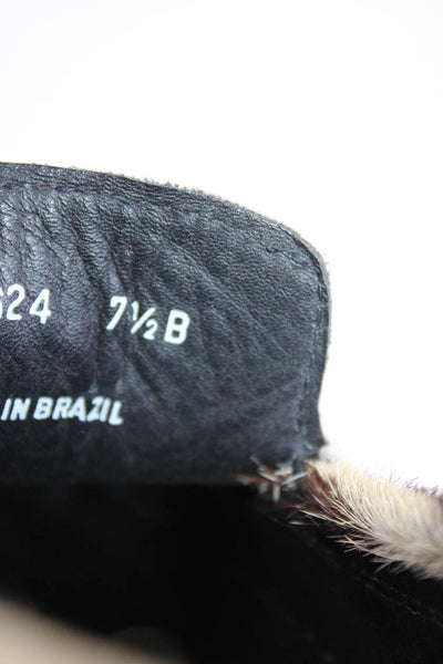 Details Womens Pony Hair Zebra Print Low Heel Driver Loafers Beige Size 7.5 US