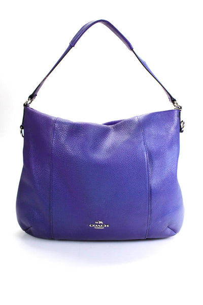 Coach Pebbled Leather Top Zip Medium Top Handle Shoulder Handbag Orchid Purple