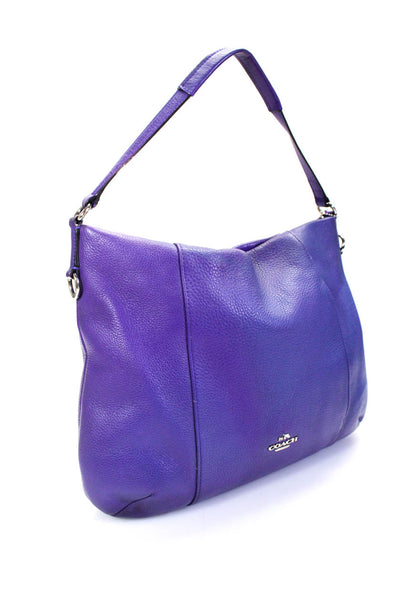 Coach Pebbled Leather Top Zip Medium Top Handle Shoulder Handbag Orchid Purple