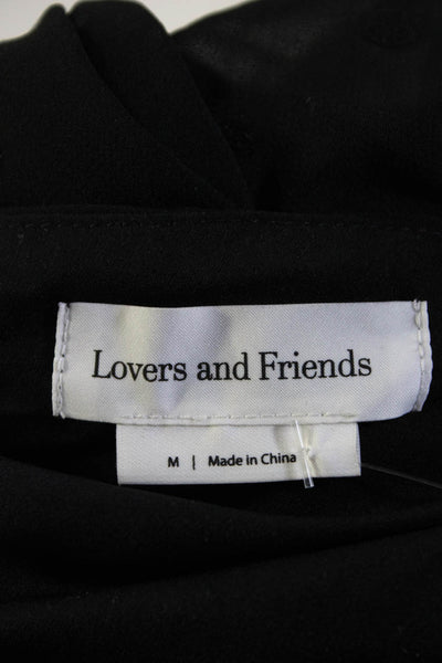 Lovers + Friends Womens Polka Dot Ruche Ruffled Bishop Sleeve Dress Black Size M