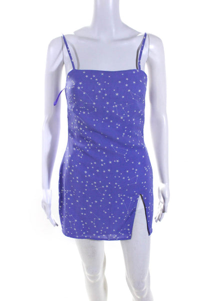 Superdown Womens Geometric Print Sleeveless Slit Mini Dress Purple Size 2XS