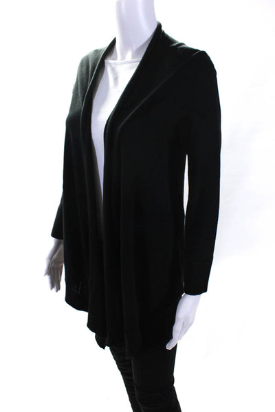 Urban Zen Womens Silk Draped Open Front Long Sleeve Cardigan Black Size S