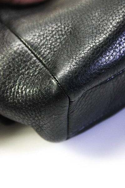 Coach Women's Zip Closure Credit Card Slot Leather Pouch Handbag Black Size S