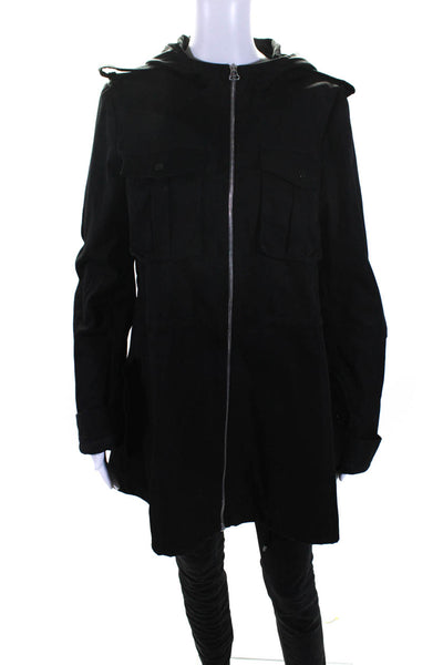 Dion Lee Womens Cotton Cut-Out Zipped Hooded Long Sleeve Jacket Black Size 6