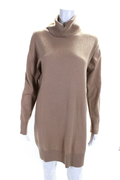 Naadam Womens Long Sleeve Turtleneck Sweater Dress Beige Cashmere Size Small