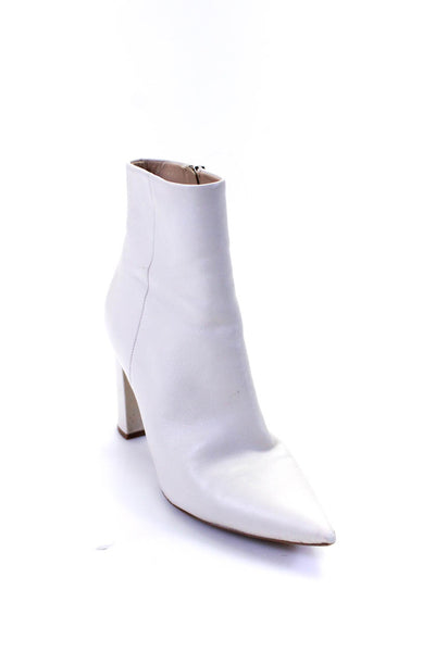Marc Fisher LTD. Womens Pointed Toe Block Heel Ankle Boots Ivory Size 9