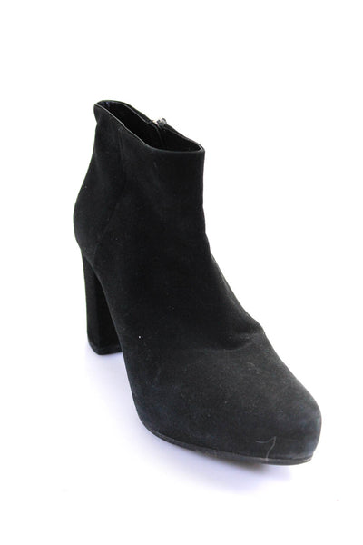 Prada Womens Almond Toe Block Heel Suede Ankle Boots Black Size 39.5 9.5