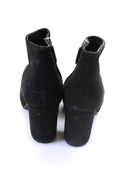 Prada Womens Almond Toe Block Heel Suede Ankle Boots Black Size 39.5 9.5