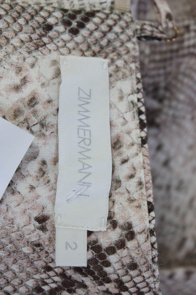 Zimmermann Womens Linen Animal Print Tied Cut-Out Maxi Dress Beige Size 2